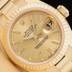 ROLEX LADIES DATEJUST PRESIDENT 26MM 18K YELLOW GOLD CHAMPAGNE WATCH